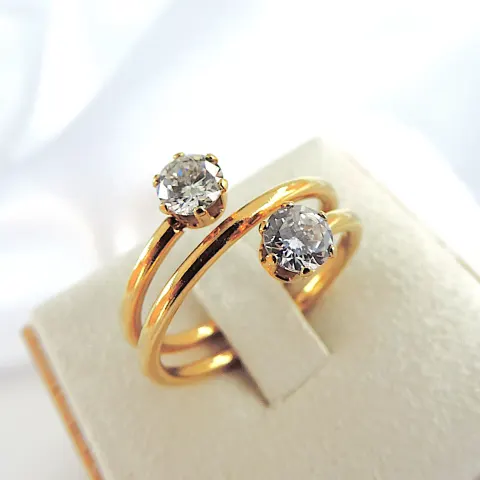 14k Godl On Silver CZ Gemstone Ring