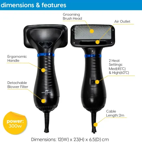 Animal Planet 2 in 1 Pet Hair Dryer and Grooming Slicker Brush RRP £32.49