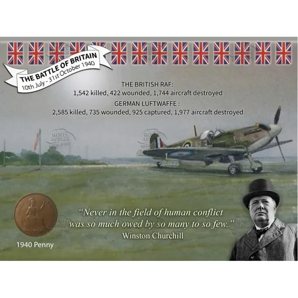 WW2 Battle Of Britain "Supermarine Spitfire Metal Wall Art Coin Display.