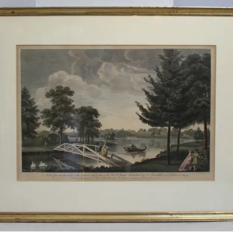 18th c. Hand Coloured Garden Engraving by William Woollett (1735-1785)