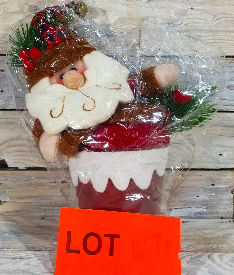 3D Fabric Santa in Metal Pail. 26cm x 20cm  Rrp £29.99