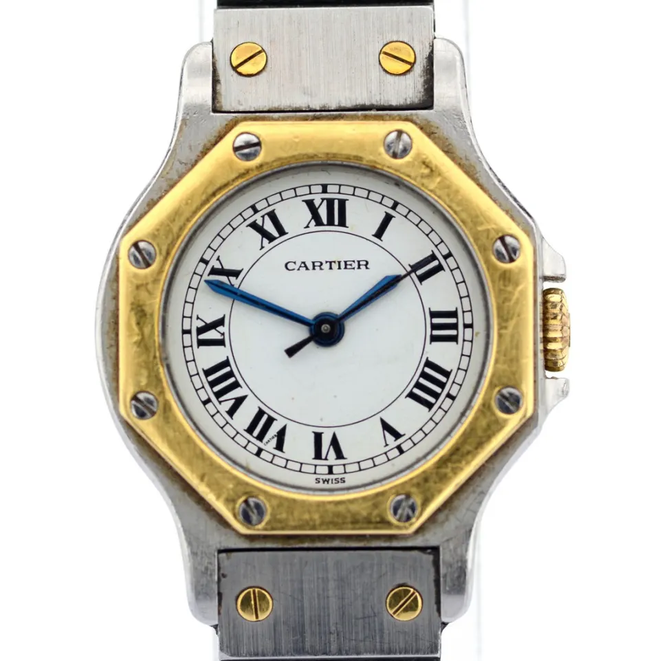 Cartier/Santos Octagon Automatic Lady 25mm Gold/Steel - Lady's Gold/Steel Wristwatch