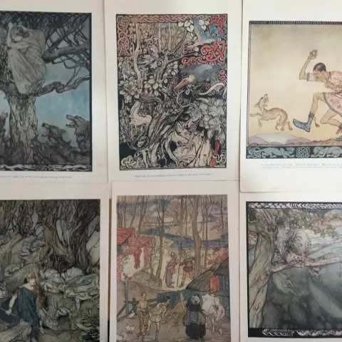 Job lot 11 Irish Fairy Tales Arthur Rackham Antique Coloured Illustrations.