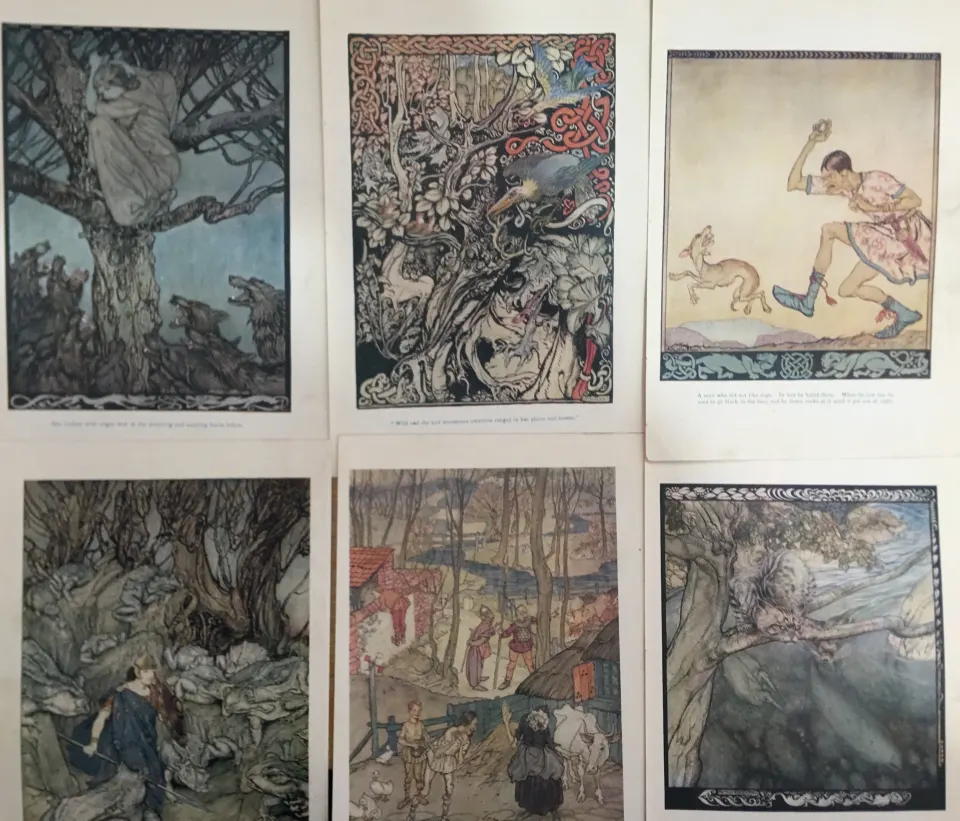 Job lot 11 Irish Fairy Tales Arthur Rackham Antique Coloured Illustrations.