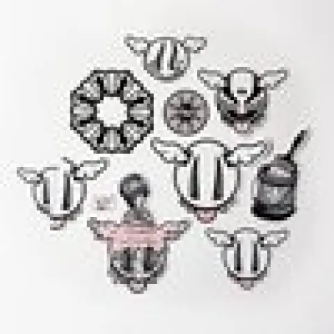 Dface (b 1978 -) Pack of 10 assorted official D*Face stickers, SOLD OUT, 2022 Street/Urban/Graff Art