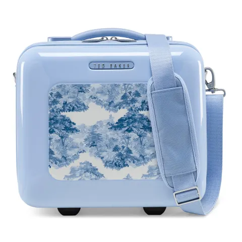 (43/MR1D) RRP £176. Ted Baker Blue Landscape Vanity Case. Ted Baker Signature Print Lining. Makrolo