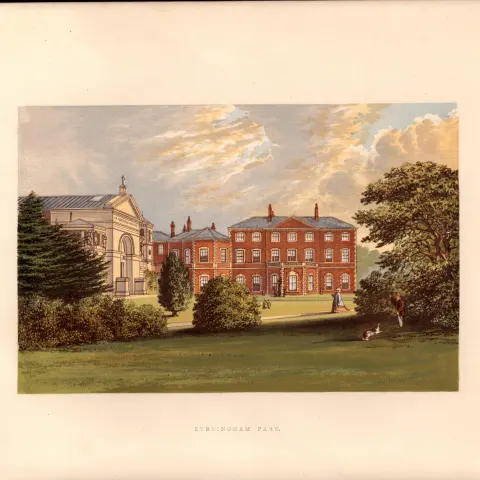 Everingham Park Yorkshire  Gilt-Edge Coloured Antique Book Plate.