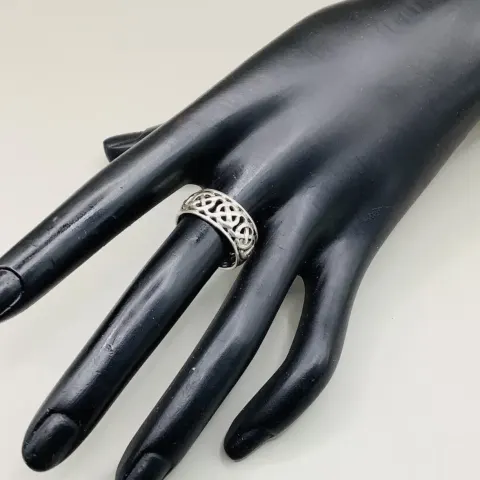 Vintage Sterling Silver Celtic Design Band Ring Size O Us 7 4g 8mm Band