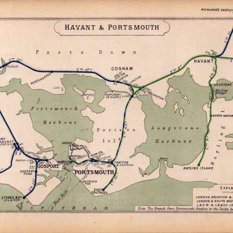 Havant & Portsmouth Gosport, Fareham Antique Railway Diagram-11.