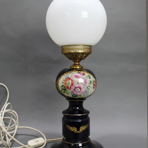 Vintage Ceramic Cobalt Blue Oil Lamp Light