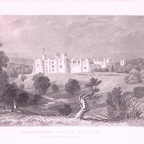 Brancepete Castle County Durham 1835 Antique Steel Engraving-5-TR