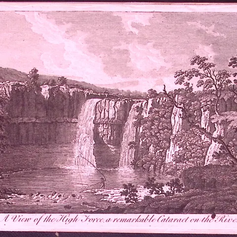 High Force Waterfall Barnards Castle Rare 1776 Georgian Copper Plate Antique Engraving -87