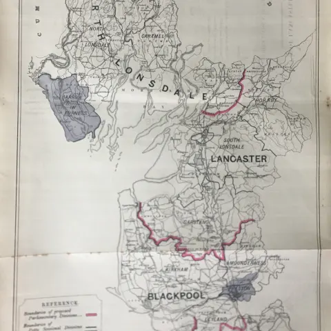 Antique Map Blackpool. Lakes., North Lancashire 1885 Boundary Changes
