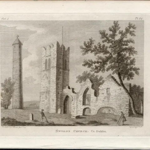Swords Church  Dublin  Rare 1791 Francis Grose Antique Print