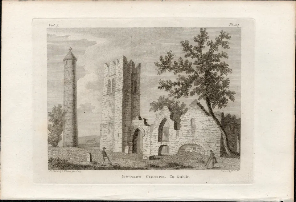 Swords Church  Dublin  Rare 1791 Francis Grose Antique Print