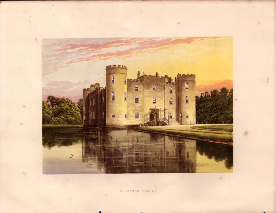 Shirburn Castle Oxfordshire Gilt-Edge Coloured Antique Book Plate.