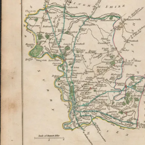 John Cary’s 1791 Antique Copper Engraved Map Middlesex & Lincolnshire.