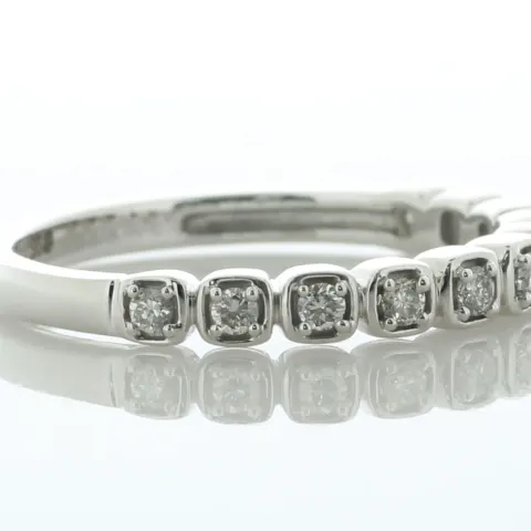 14ct White Gold Rub Over Set Semi Eternity Diamond Ring 2.8mm 0.20 Carats