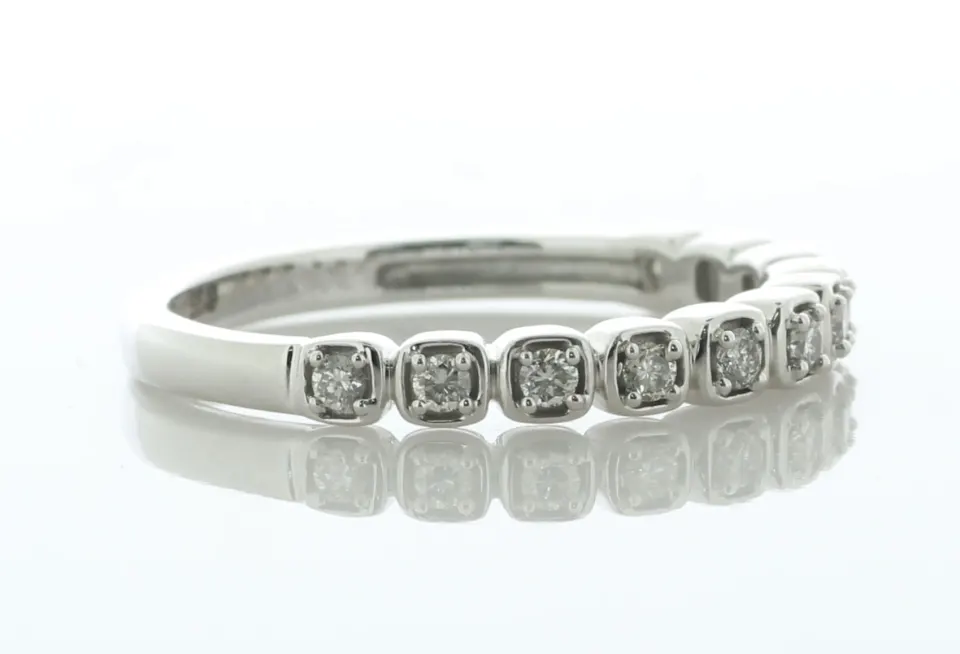 14ct White Gold Rub Over Set Semi Eternity Diamond Ring 2.8mm 0.20 Carats