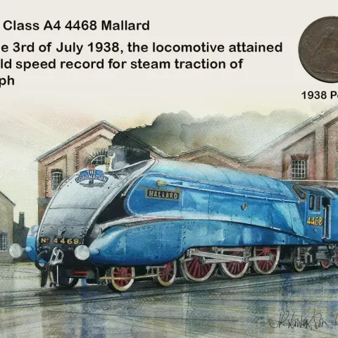 The Mallard Steam Engine 1938 World Speed Record Metal Coin Set 3.