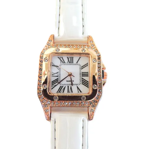 Ladies Fashion Quartz Watch White Strap 'New'