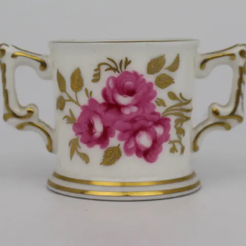 Royal Crown Derby miniature Royal Pinxton Roses Two Handled Cup