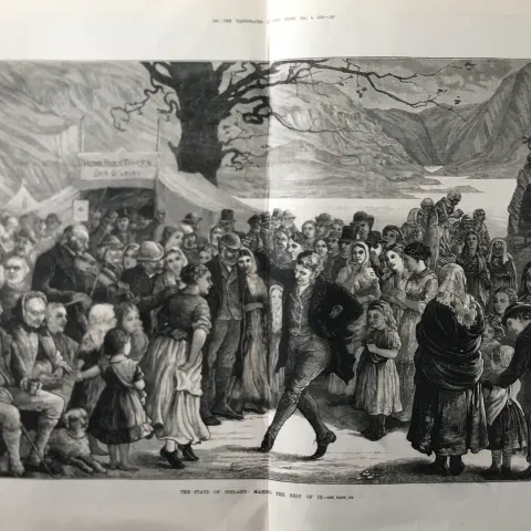 Ireland the Cèilidh & The Craic Large  1879 Antique Woodgrain Print.