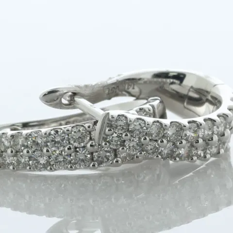 14ct White Gold Diamond Hoop Earrings 1.00 Carats