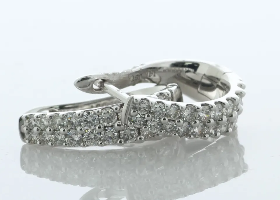 14ct White Gold Diamond Hoop Earrings 1.00 Carats