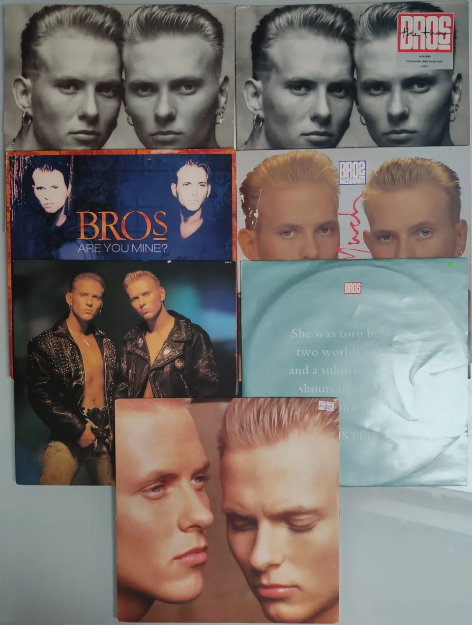 7 x Bros Vinyl LPs and 12” Singles – The vinyl Appear to be in Very Good Condition