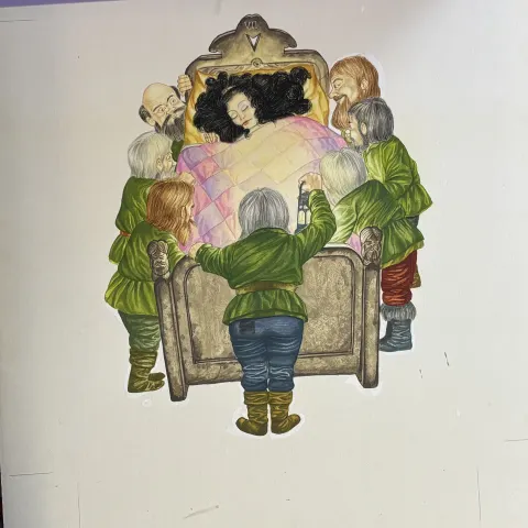 Snow White Original Vintage 1970's Book Artwork & COA & Copy of Page Free Post In UK