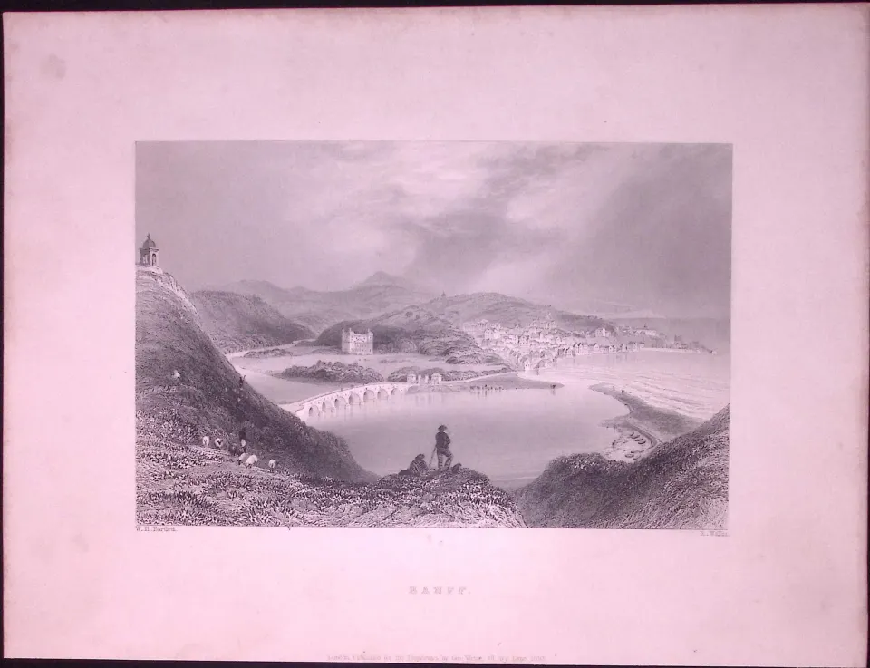 Banff Aberdeenshire Scotland WH Bartlett 1842 Antique Steel Engraving-66
