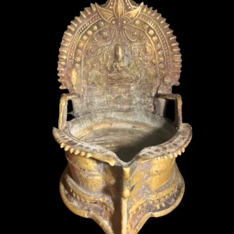 Indian Asian Antique Bronze Ghee Lamp Oil Lamp 19th Century
