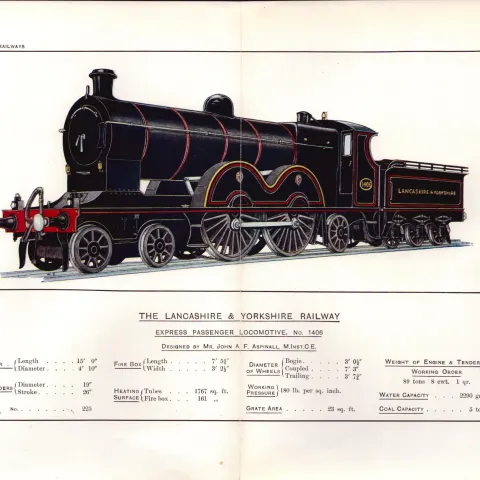 Lancashire & Yorkshire Railway Coloured Detailed Antique Book Plate.