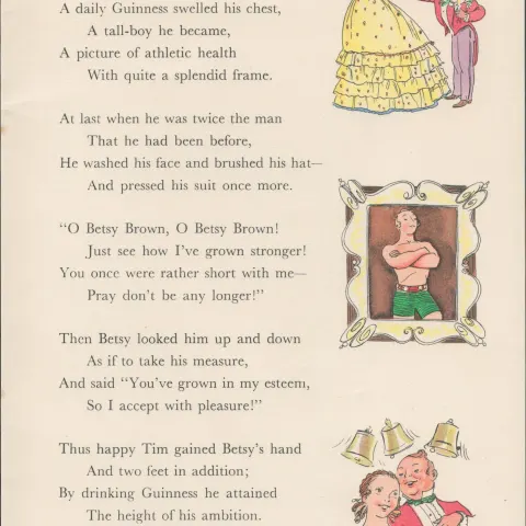 Double Sided Guinness Print 1934 "A Daily Guinness"A Genuine Double Sided Lithographed Colour