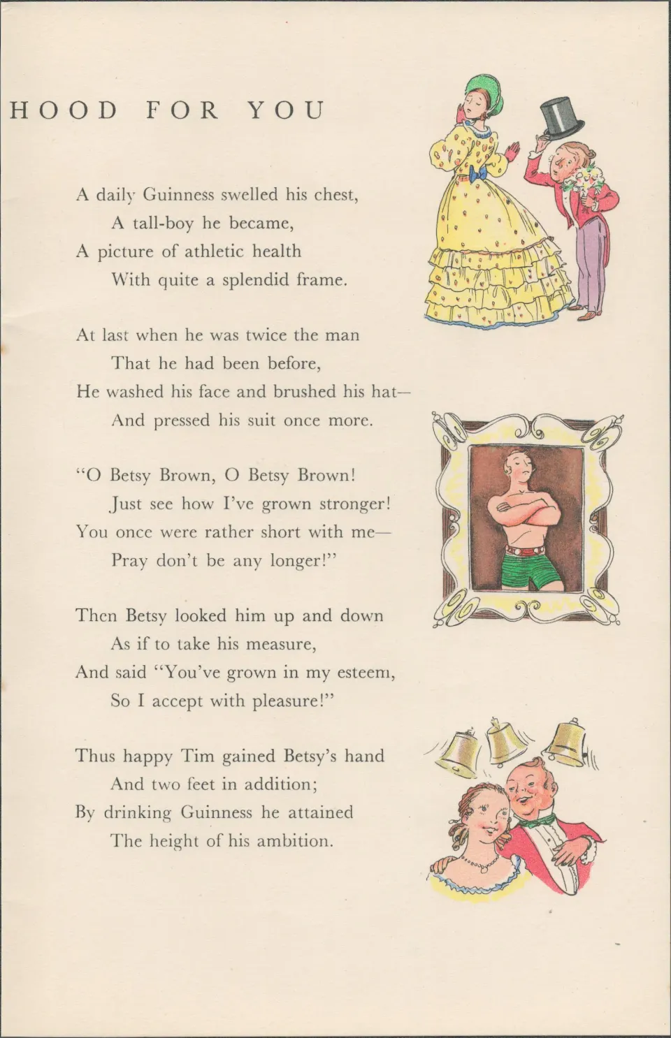 Double Sided Guinness Print 1934 "A Daily Guinness"A Genuine Double Sided Lithographed Colour