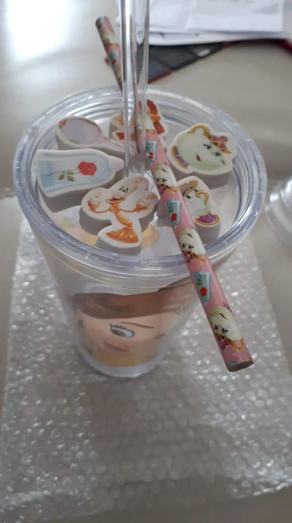 Beauty and the Beast tumblers and erasers/pencils etc