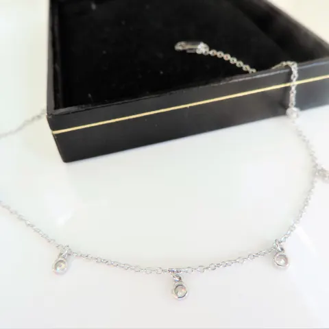 Sterling Silver Dangling Diamonds Bracelet 'NEW' with Gift Pouch