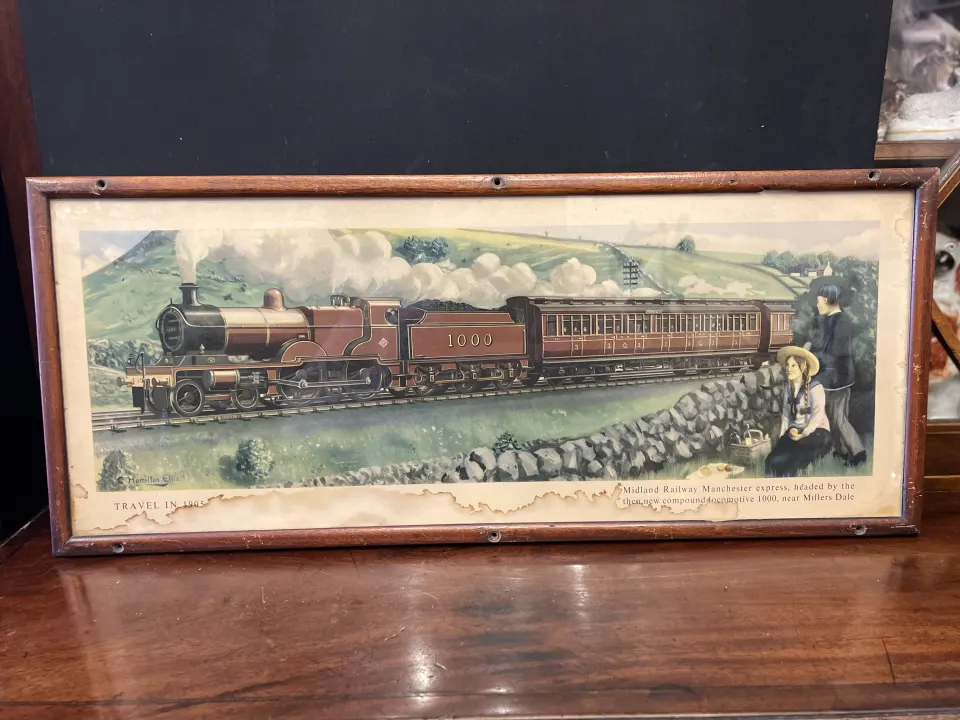 Railwayana interest Original lithograph railway poster by  c Hamilton Ellis in original frame