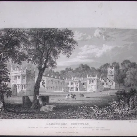 Cornwall Lanhydroc Antique 193 Years-Old Steel-Engraving-4