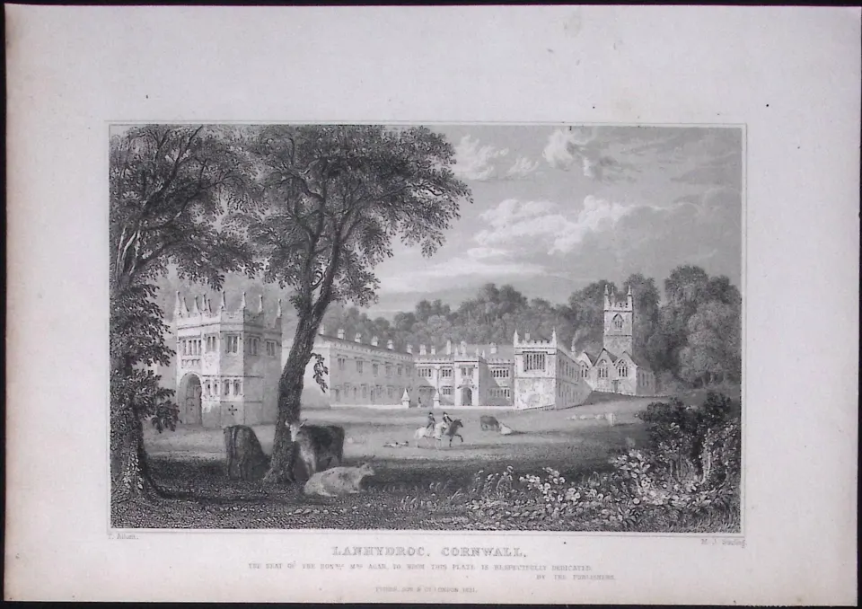Cornwall Lanhydroc Antique 193 Years-Old Steel-Engraving-4