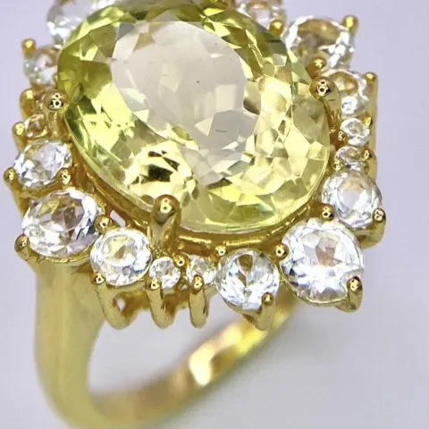 Limited Edition Verde Quartz & White Topaz gold Vermeil Statement Ring Size R (1 of 74) 11.26gm