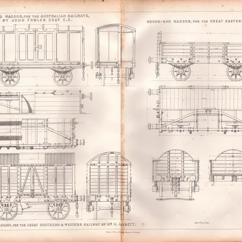 Covered Train Waggon for The Australian Railways Antique Scarce Diagram-1.