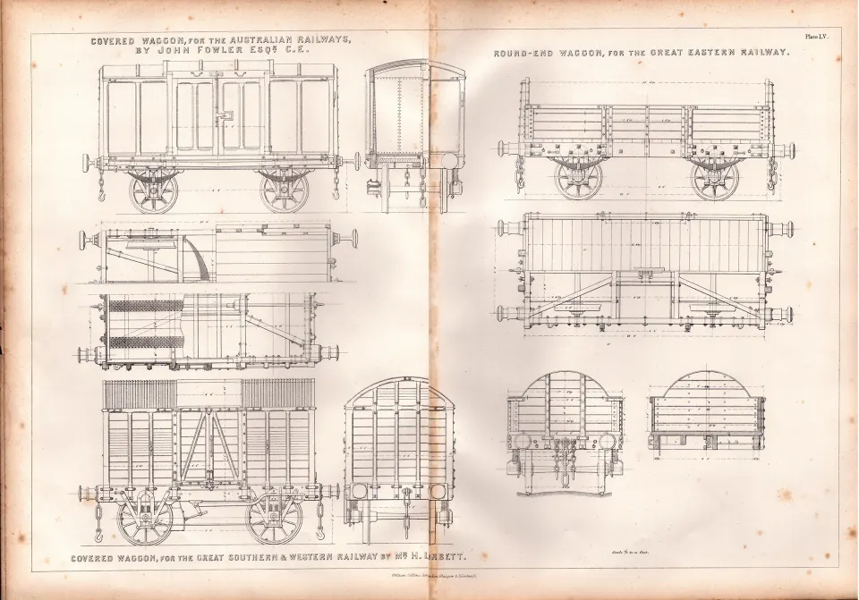Covered Train Waggon for The Australian Railways Antique Scarce Diagram-1.