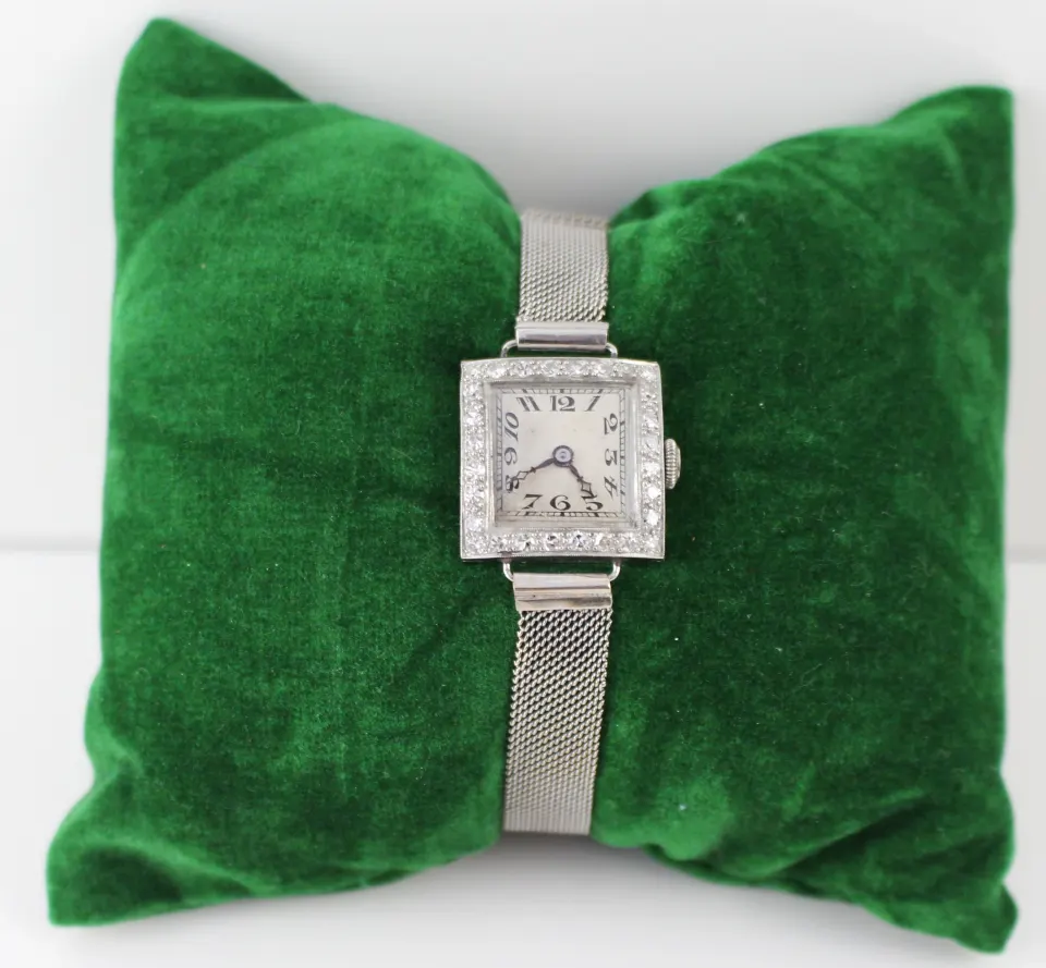 Art Deco Diamond Set Platinum & Gold Ladies Wristwatch