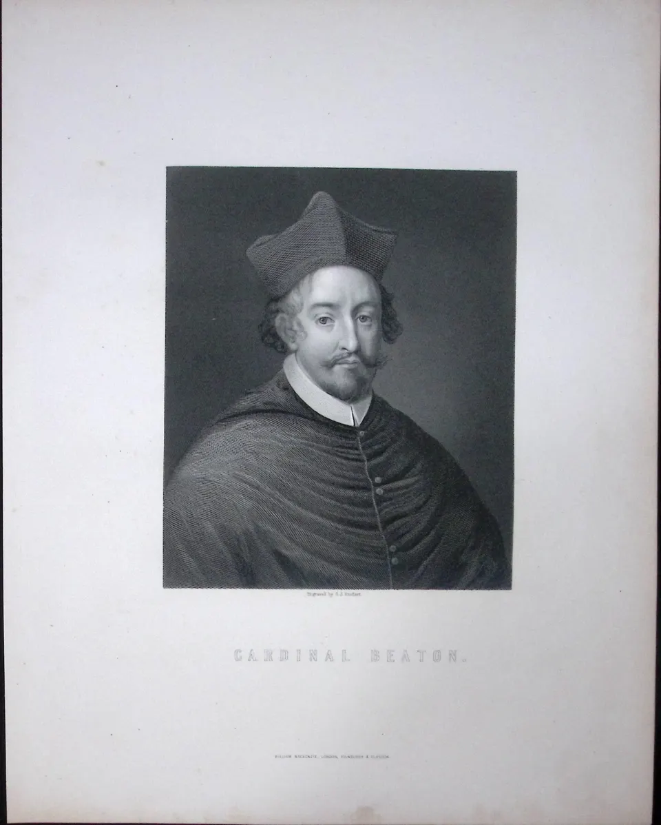 Cardinal Beaton Scotland 1873 Antique 152 Years-Old Engraving-41
