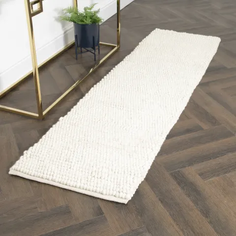 Cream Bubble Runner Wool Rug (60 x 230cm) RRP - £228