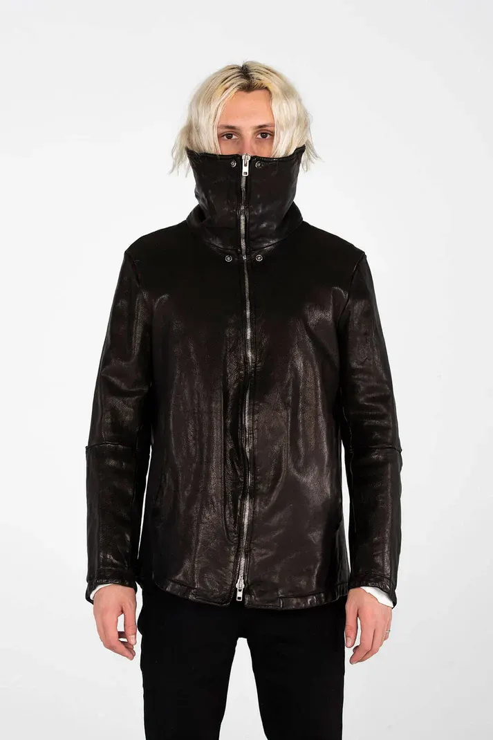 MJB Marc Jaques Burton Exaggerated Neck Leather Jacket, Online Price £550, Size Large (50)