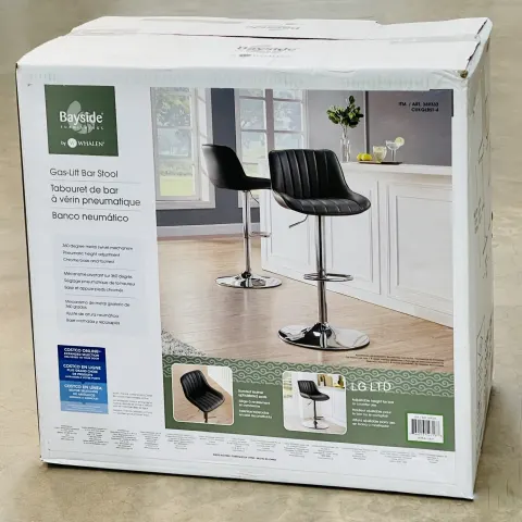 Bayside Furnishings Bar Stool Grey Stitched Gas Lift New Sealed Box