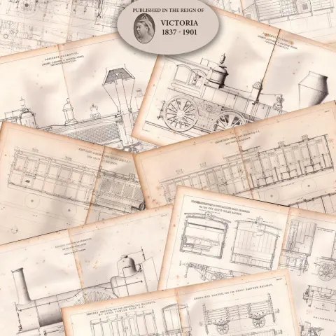 Job lot 9 Scarce  Zerah Colburn Locomotive  Railways  Large  Antique  Diagrams Prints-3